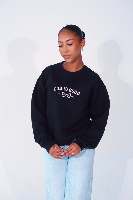 God Is Good Embroidered Crewneck